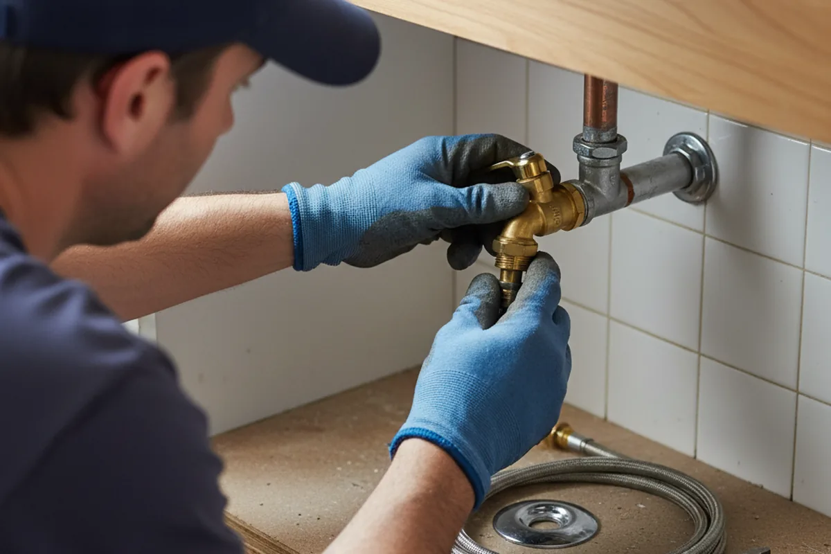 Shutoff valve and fitting work during Burst Pipe Repair in Garden City